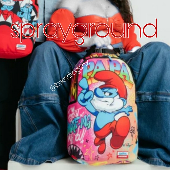 NWT Papa Smurf Large Backpack Sprayground Laptop Ready Travel School Bag Smurfs - Picture 14 of 15